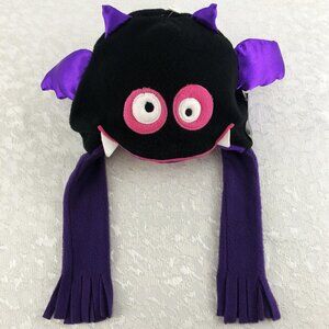 Creatology Black Bat Hat with Purple Fleece and Satin, Lining and Pink Accents